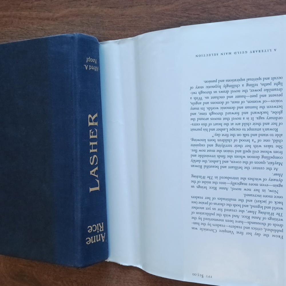 ANNE RICE LASHER RARE FIRST ADDITION HARDCOVER - Picture 3 of 8